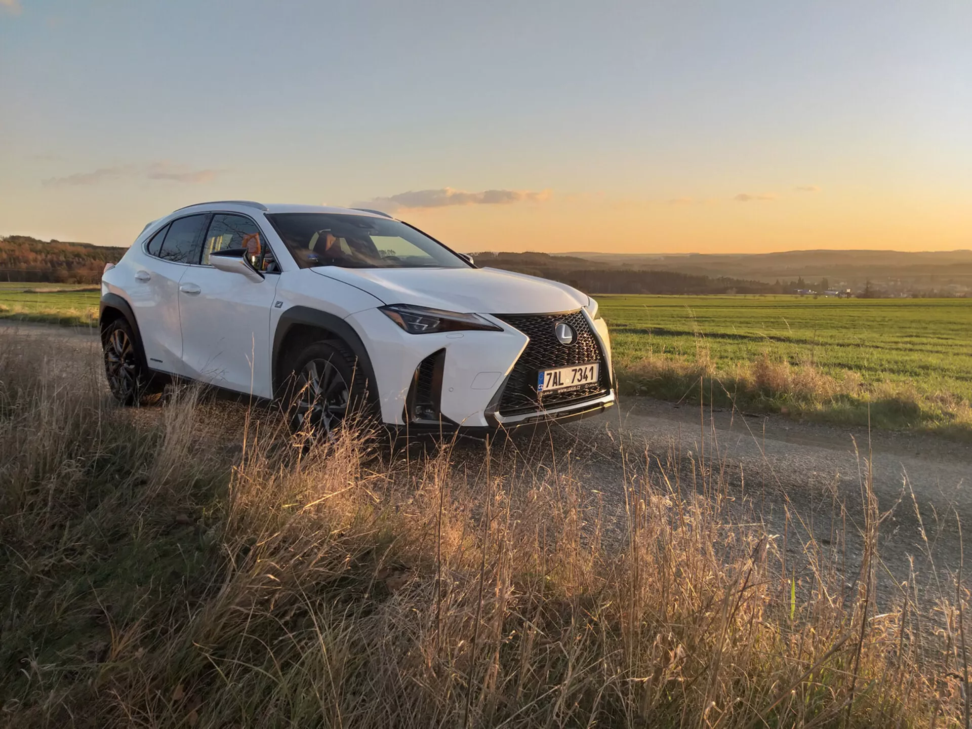 2019-es Lexus UX kompakt luxus crossover SUV, metál befejezéssel, autópályán halad